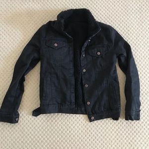 sherpa black brandy denim jacket